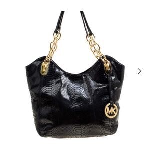Michael Kors Python Embossed Leather Medium Lilly Chain Tote
